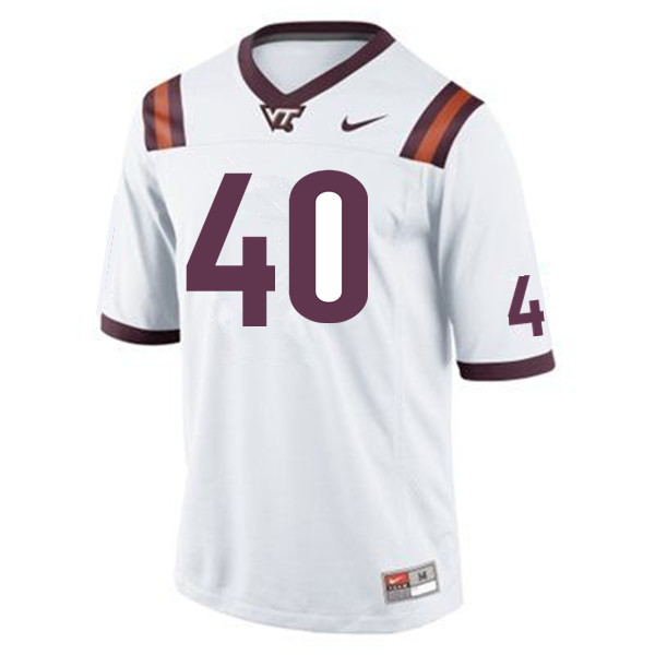 Men #40 Emmanuel Belmar Virginia Tech Hokies College Football Jerseys Sale-White - Click Image to Close